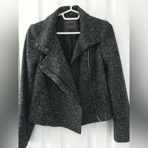 NWOT Retro Forenza Cropped Asymmetrical Zip Charcoal Gray Moto Jacket Women’s XS